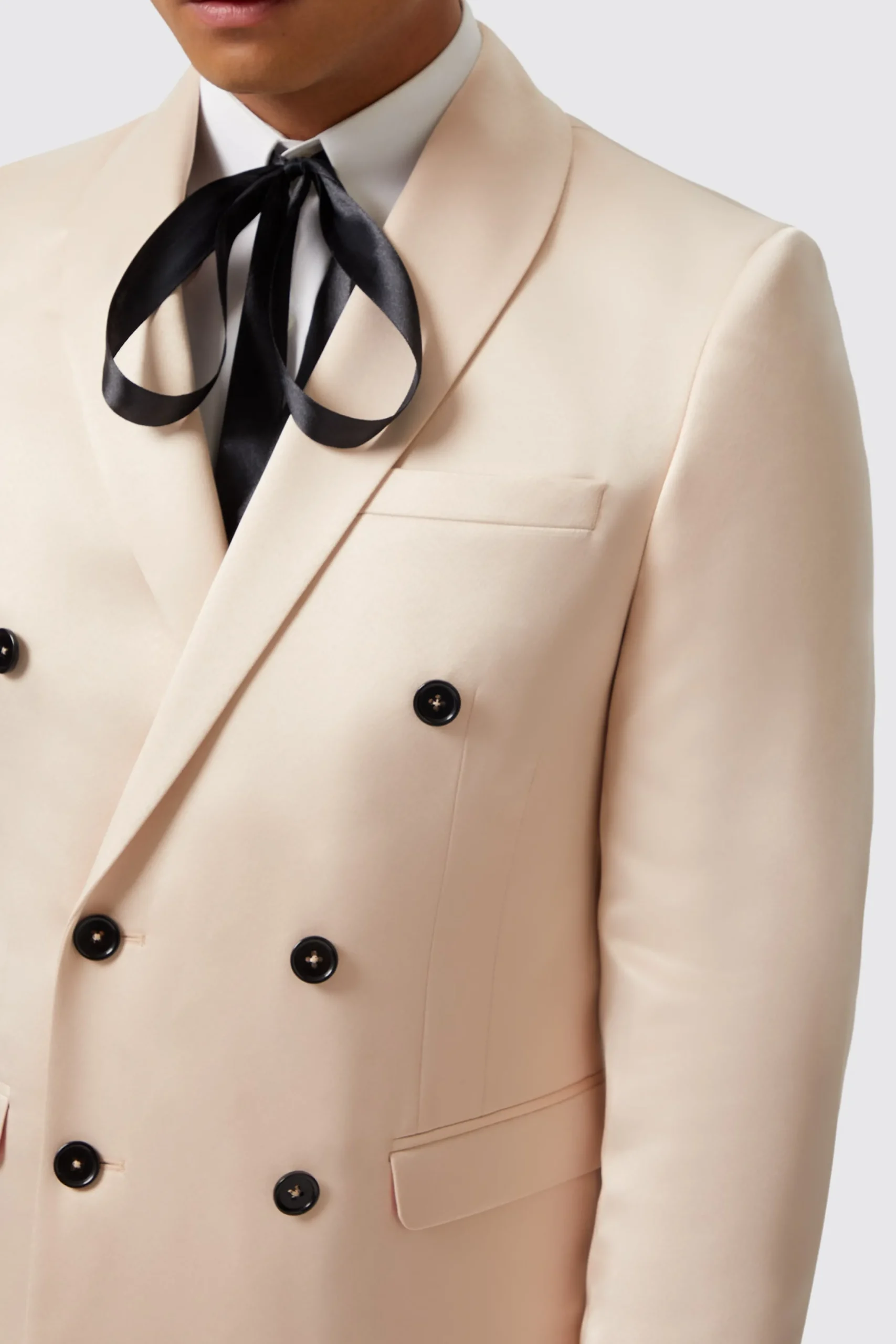 Lewis Skinny Fit Double Breasted Beige Sateen Suit