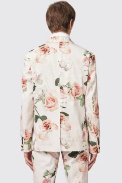 Lincoln Skinny Fit Pink Floral Cotton Jacket