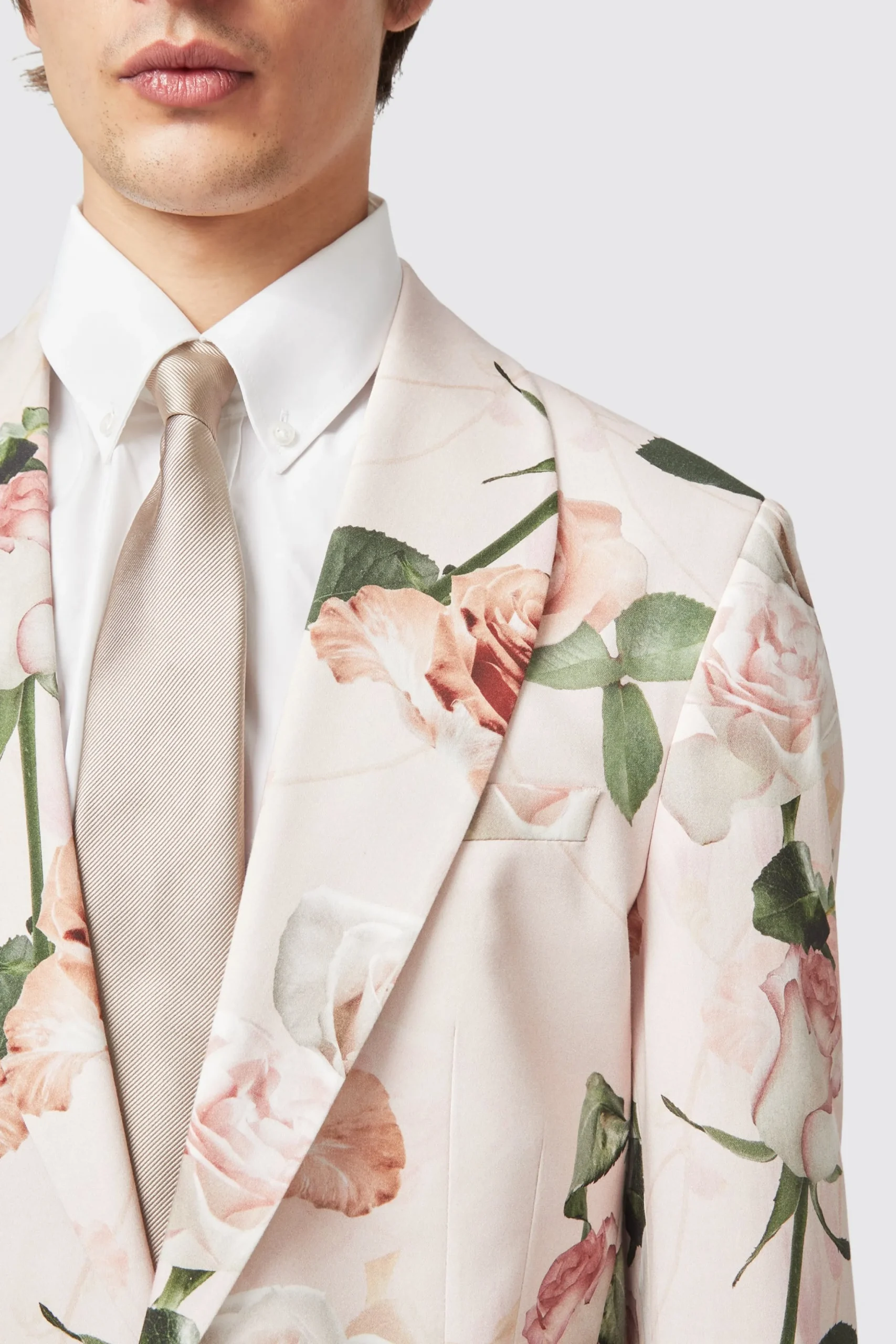 Lincoln Skinny Fit Pink Floral Cotton Jacket