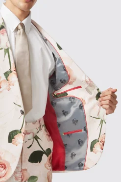 Lincoln Skinny Fit Pink Floral Cotton Jacket