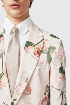 Lincoln Skinny Fit Pink Floral Cotton Suit