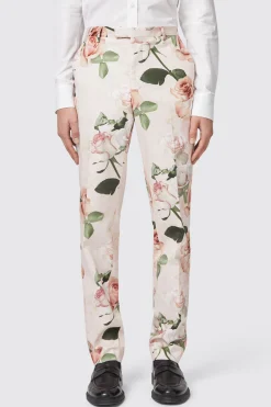 Lincoln Skinny Fit Pink Floral Cotton Suit