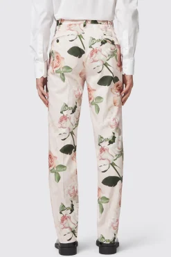 Lincoln Skinny Fit Pink Floral Cotton Suit