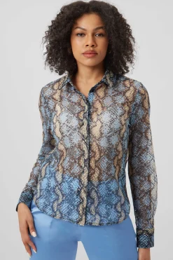 Lopez Skinny Fit Grey Snake Print Shirt