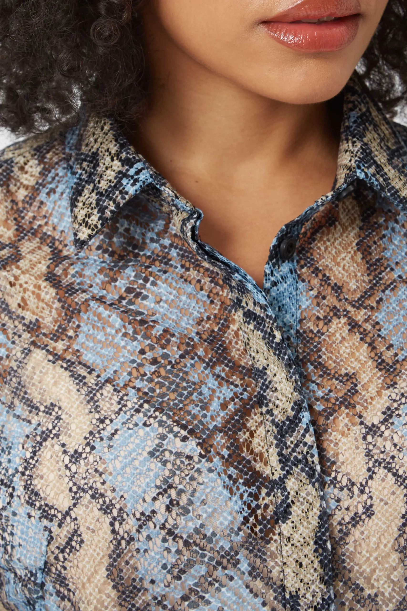 Lopez Skinny Fit Grey Snake Print Shirt
