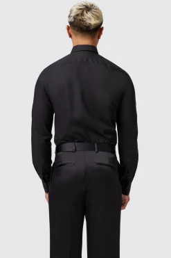 Luizzi Slim Fit Gold Spot Print Black Cotton Shirt