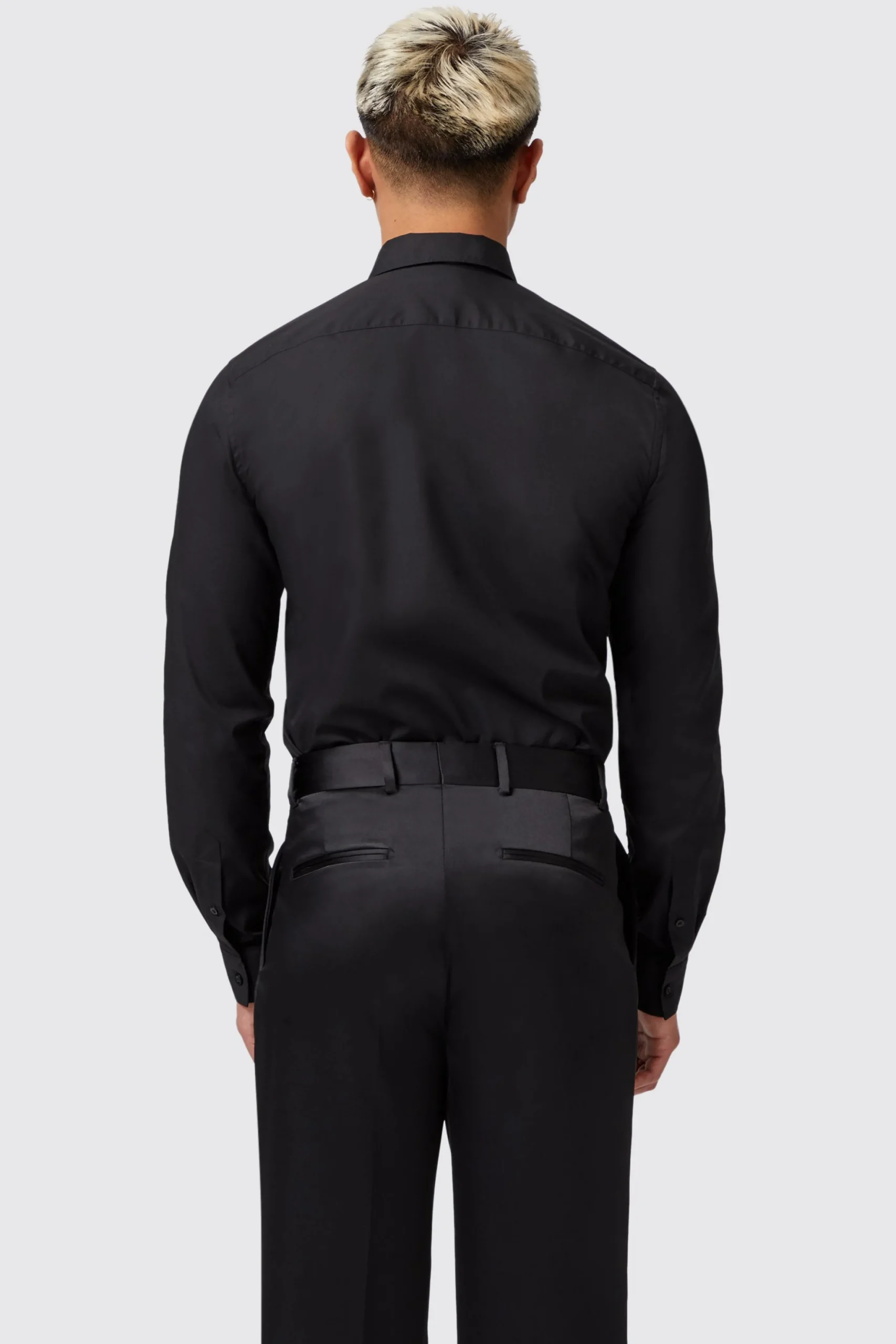 Luizzi Slim Fit Gold Spot Print Black Cotton Shirt