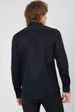 Lynton Skinny Fit Black Shirt