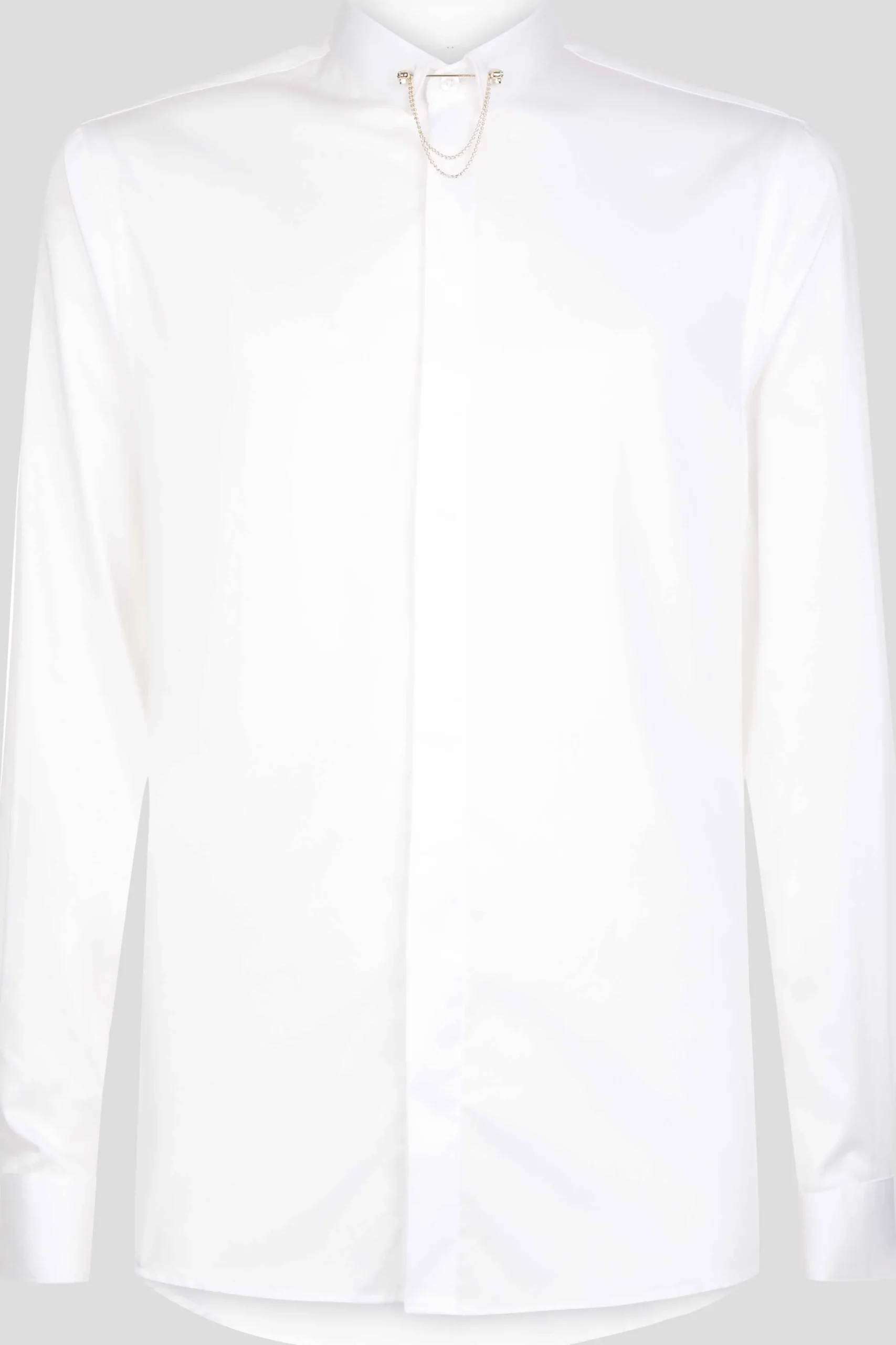 Lynton Skinny Fit White Collar Bar Cotton Shirt