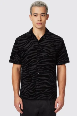 Magnussen Slim Fit Zebra Flocked Black Shirt