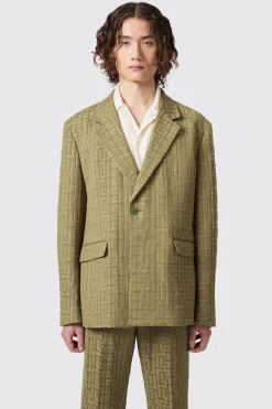 Malacia Oversized Green Jacquard Jacket