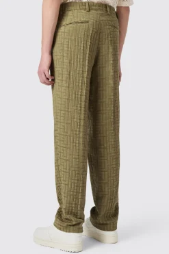 Malacia Oversized Green Jacquard Trousers