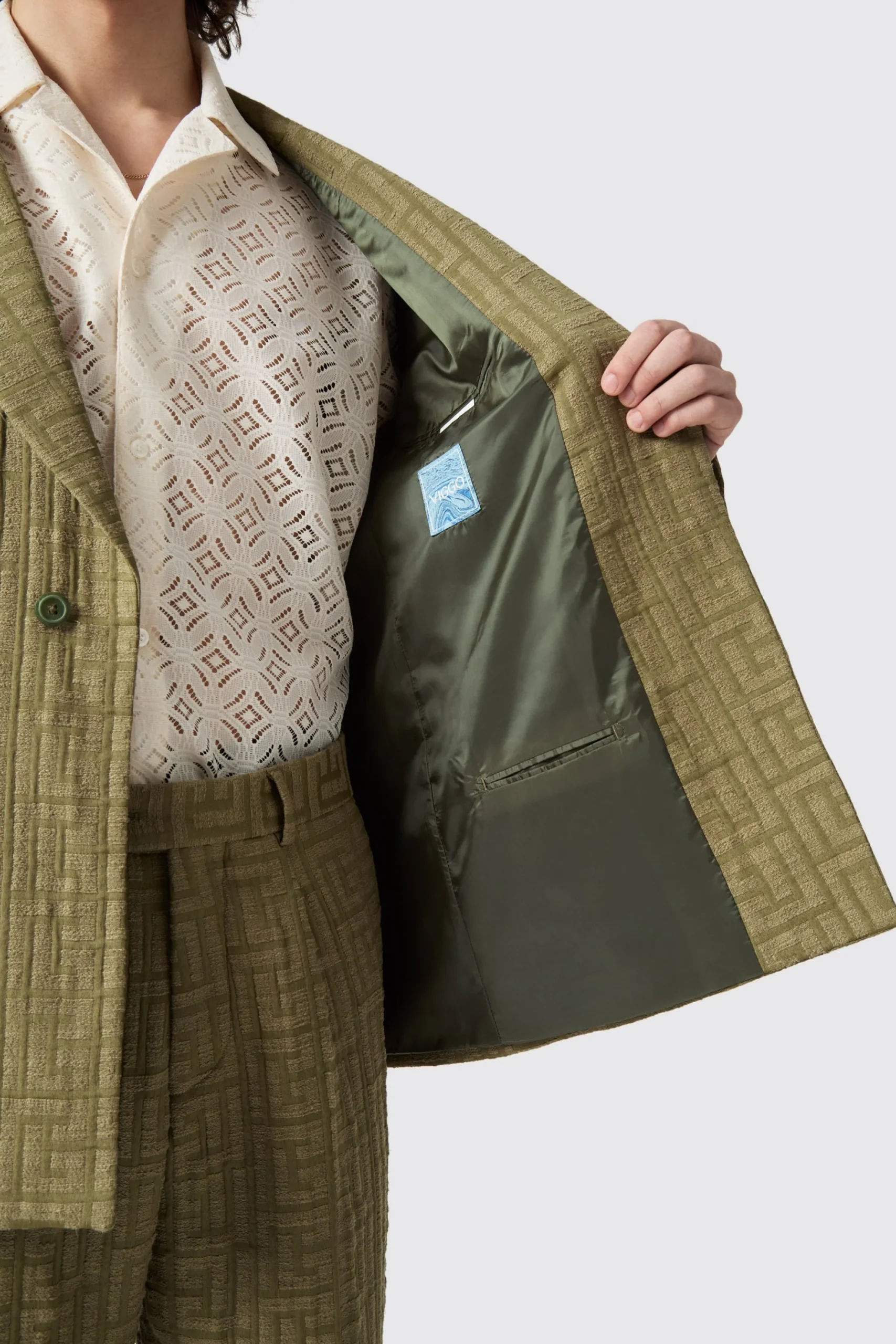 Malacia Oversized Green Jacquard Jacket