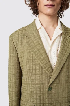 Malacia Oversized Green Jacquard Suit