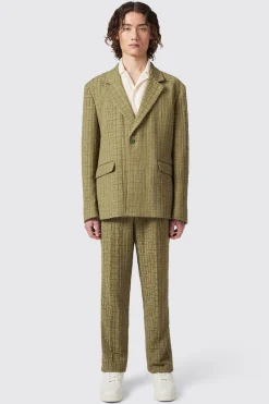 Malacia Oversized Green Jacquard Jacket