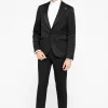 Papatya Slim Fit Black Jacquard Suit