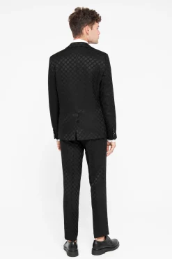 Papatya Slim Fit Black Jacquard Suit