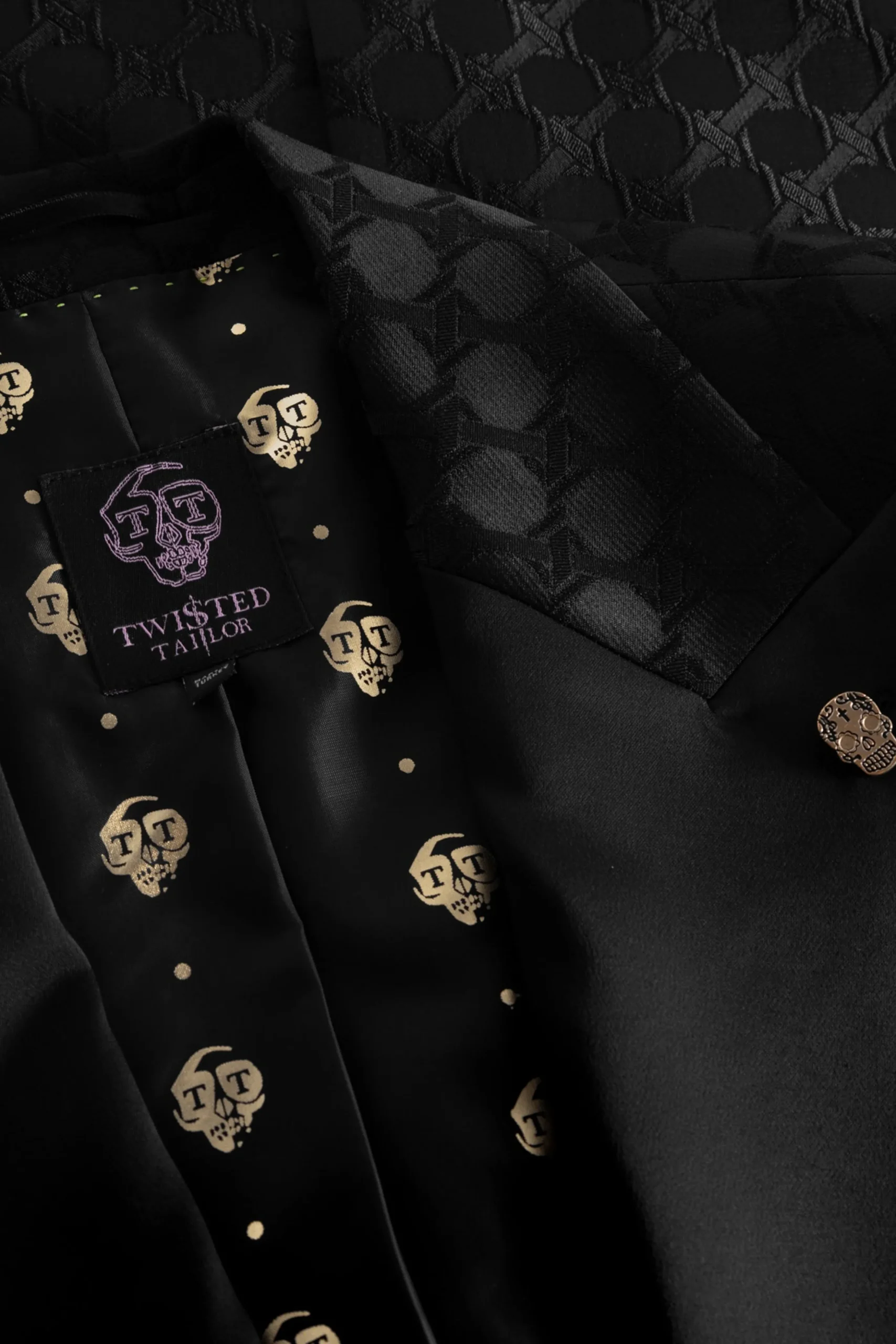 Papatya Slim Fit Black Jacquard Suit