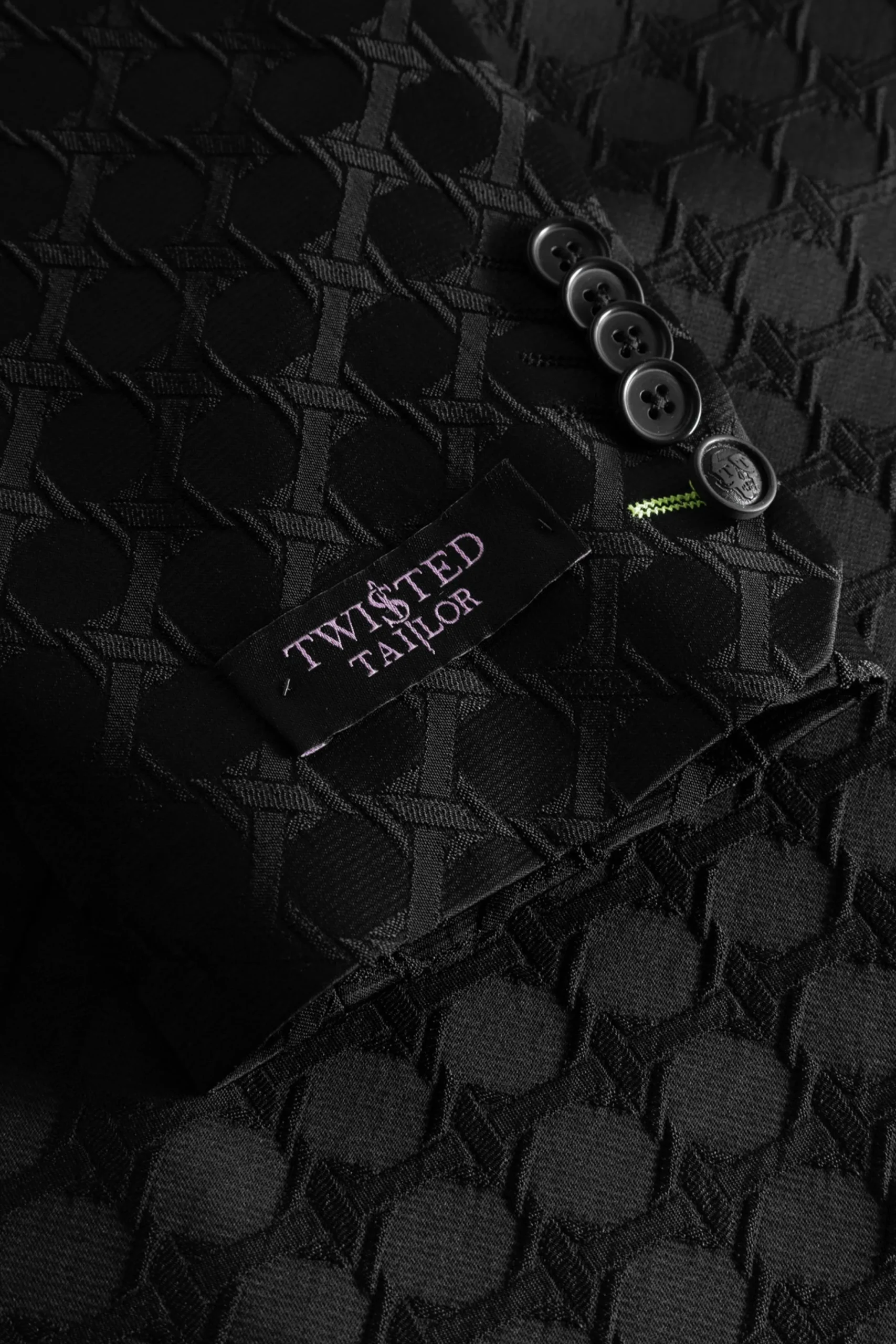Papatya Slim Fit Black Jacquard Suit