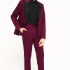 Papatya Slim Fit Burgundy Jacquard Suit