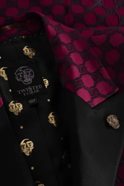 Papatya Slim Fit Burgundy Jacquard Suit