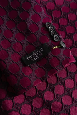 Papatya Slim Fit Burgundy Jacquard Suit