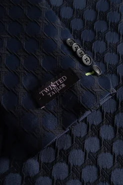 Papatya Slim Fit Navy Jacquard Suit