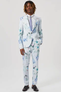 Pickhurst Skinny Fit Blue Floral Cotton Suit