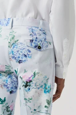 Pickhurst Skinny Fit Blue Floral Cotton Suit
