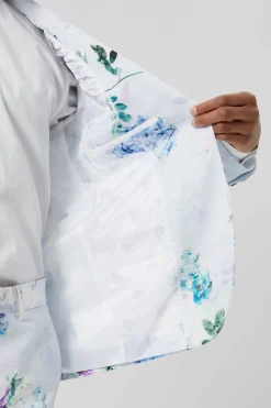 Pickhurst Skinny Fit Blue Floral Cotton Suit