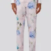 Pickhurst Slim Fit Pink Floral Cotton Trousers