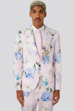 Pickhurst Slim Fit Pink Floral Cotton Suit