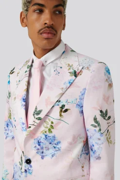 Pickhurst Slim Fit Pink Floral Cotton Suit