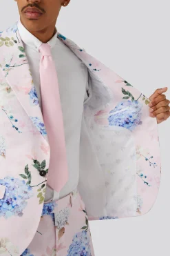 Pickhurst Slim Fit Pink Floral Cotton Suit