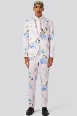 Pickhurst Slim Fit Pink Floral Cotton Trousers