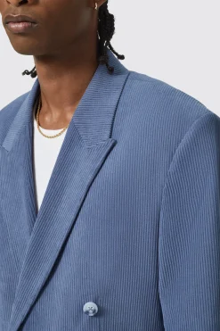 Pirlo Oversized Double Breasted Blue Corduroy Jacket