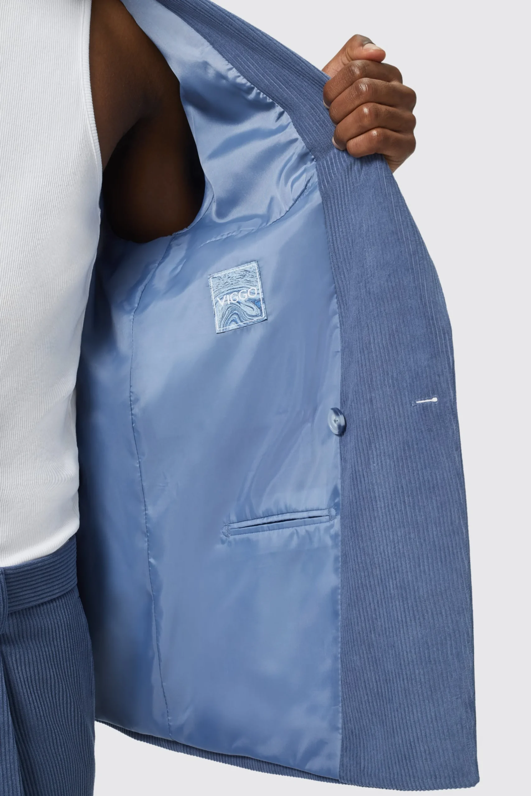 Pirlo Oversized Double Breasted Blue Corduroy Jacket
