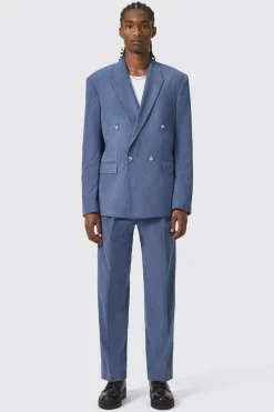 Pirlo Oversized Double Breasted Blue Corduroy Jacket