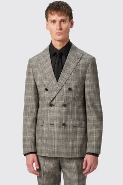 Plunkett Slim Fit Grey Check Double Breasted Suit