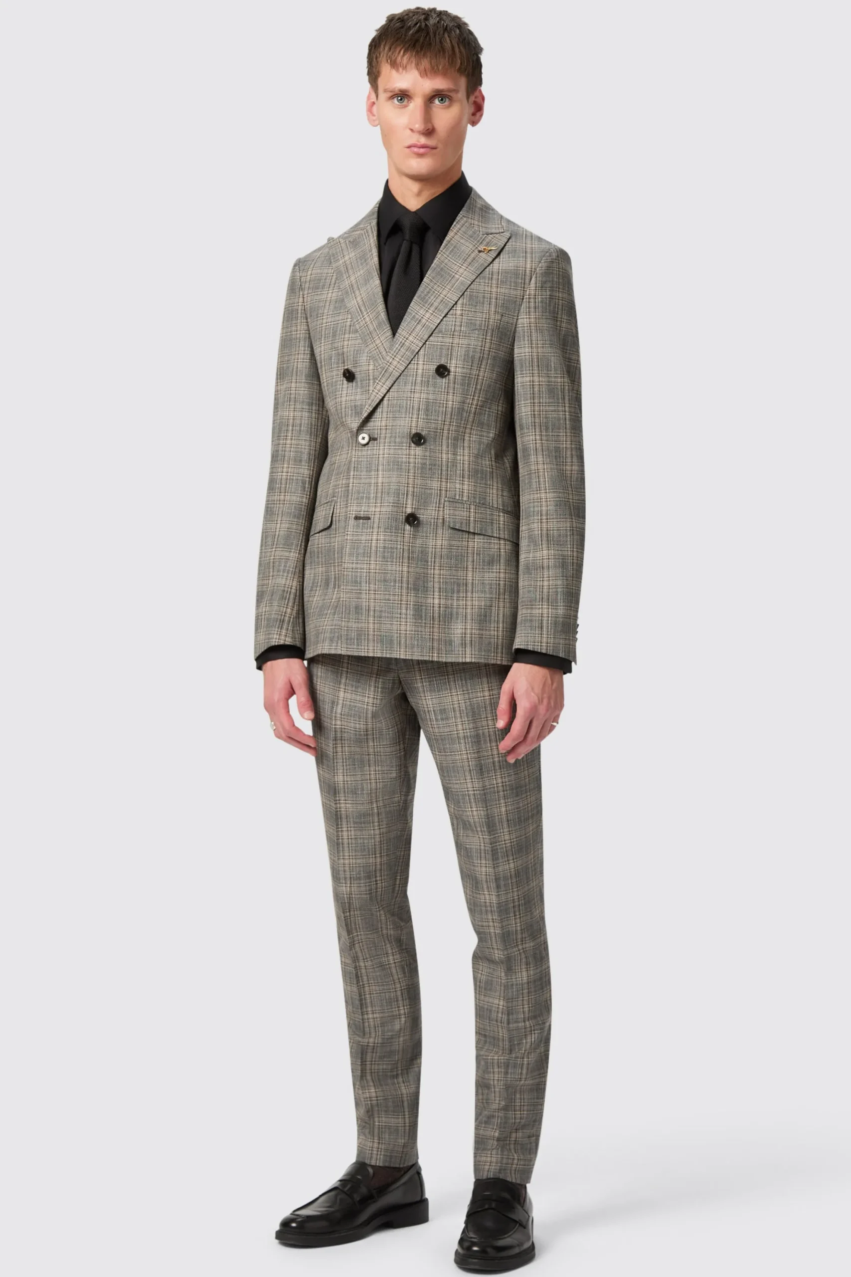 Plunkett Slim Fit Grey Check Trousers