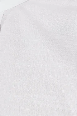 Saunders Slim Fit Grandad Collar White Linen Shirt