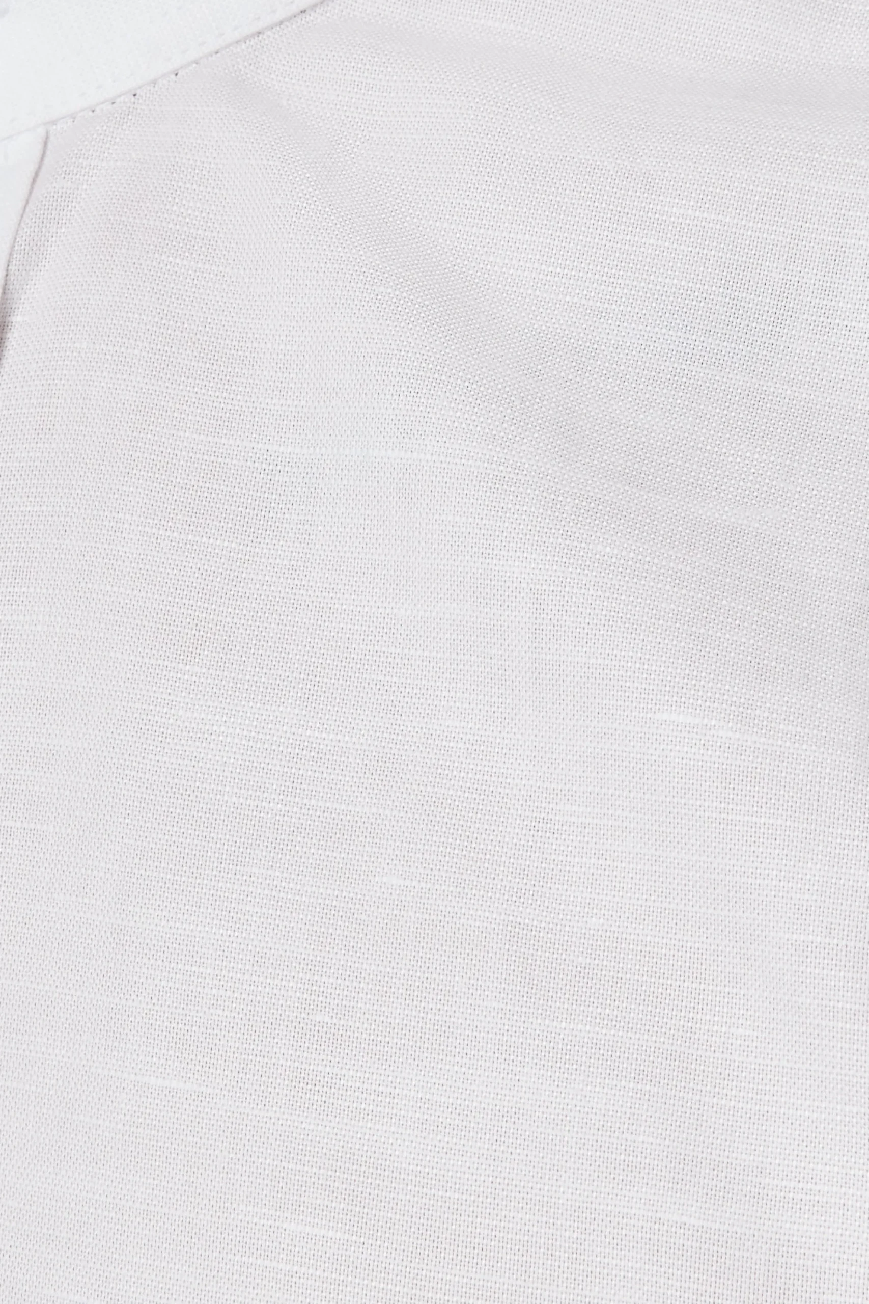 Saunders Slim Fit Grandad Collar White Linen Shirt