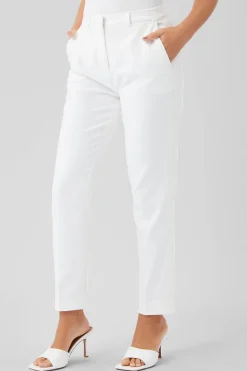 Sian Skinny Fit White Cotton Trousers