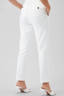 Sian Skinny Fit White Cotton Trousers