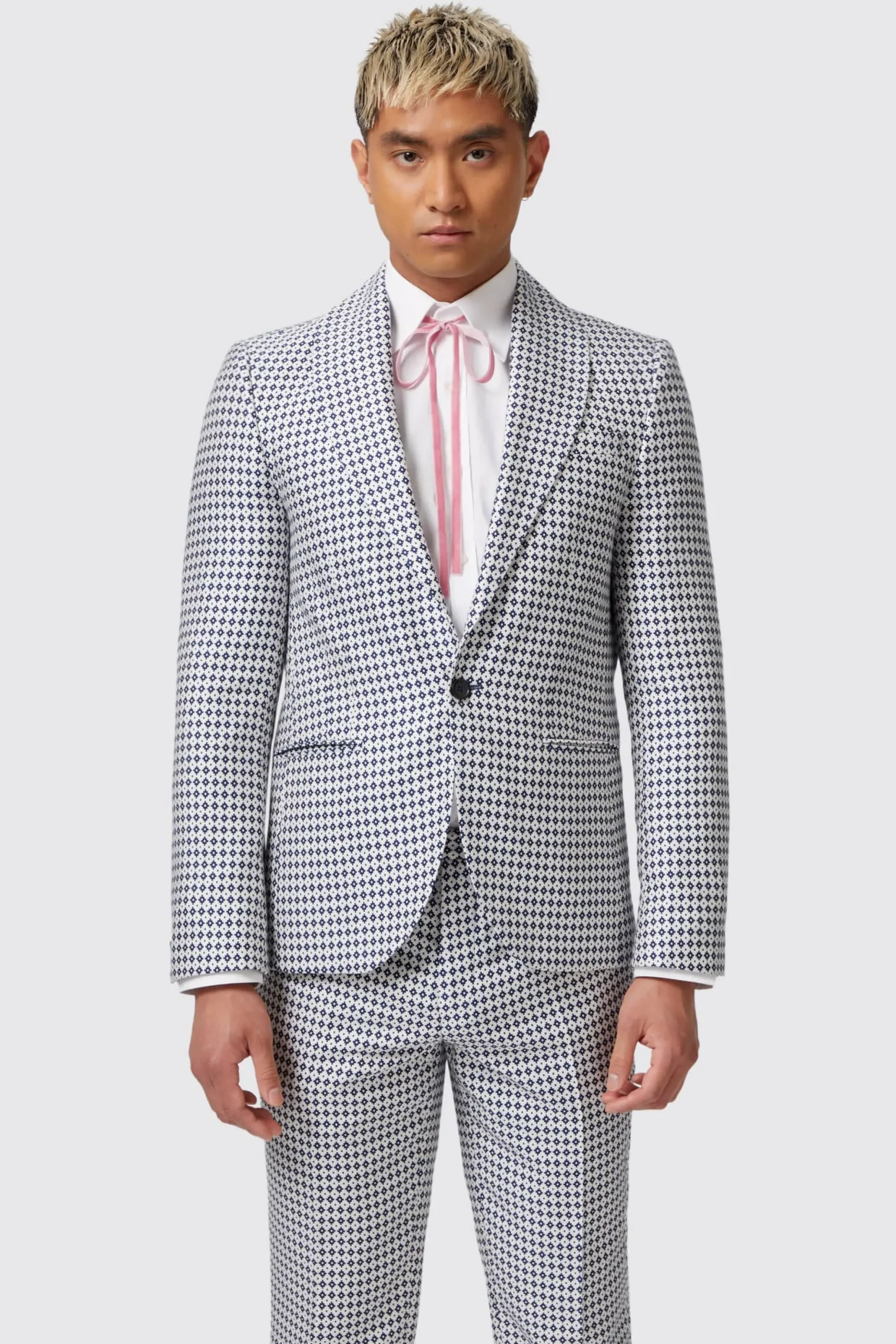 Siorek Slim Fit Navy Jacquard Jacket