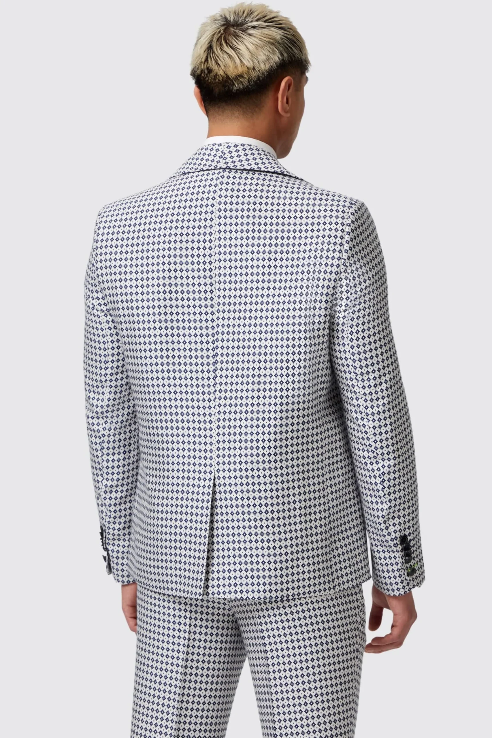 Siorek Slim Fit Navy Jacquard Suit
