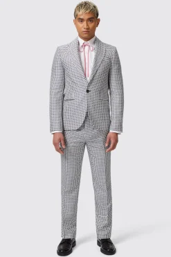 Siorek Slim Fit Navy Jacquard Trousers