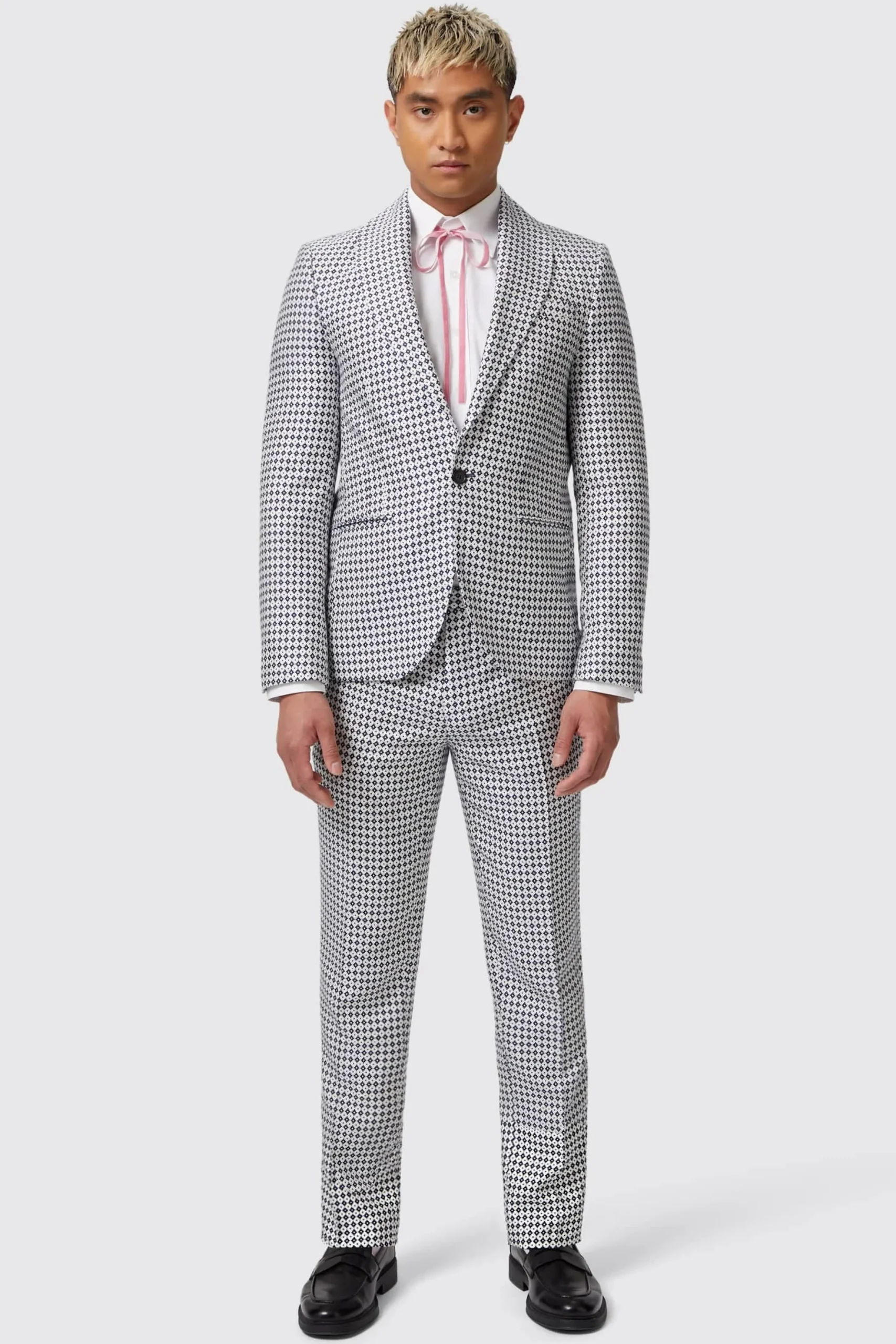 Siorek Slim Fit Navy Jacquard Jacket