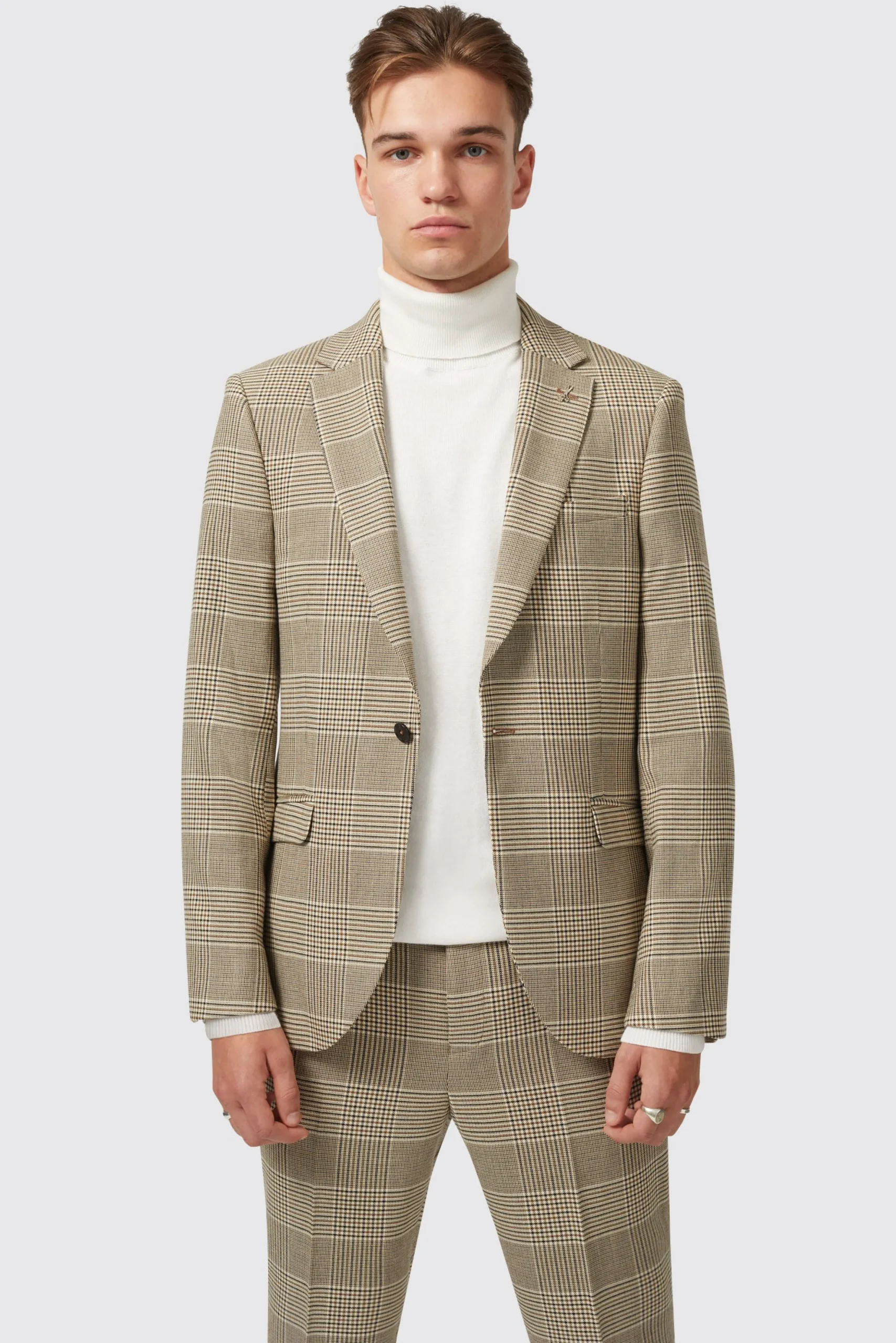 Strauss Slim Fit Neutral Check Jacket
