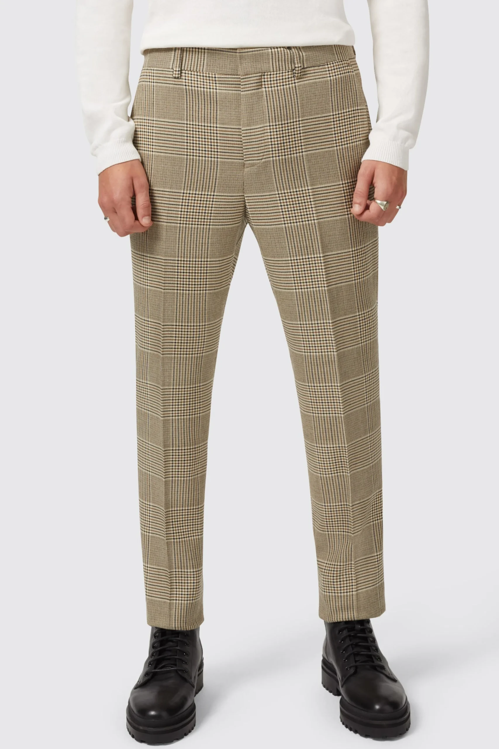 Strauss Slim Fit Neutral Check Trouser